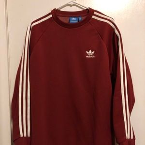 Adidas Red 3-Stripes Crewneck Sweatshirt